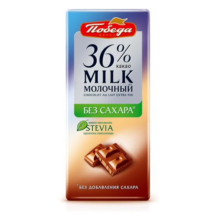 Шоколад молочный без сахара Победа вкуса 36% какао