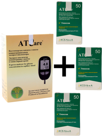 Комплект Глюкометр AT Care + 3 упаковки ТП №50, шт