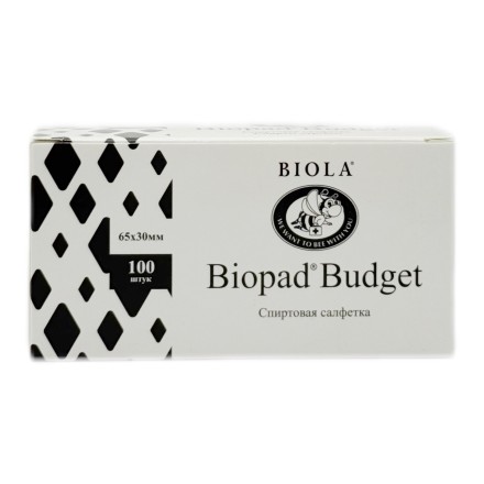 Спиртовая салфетка Biopad Budget 65х30 100 штук